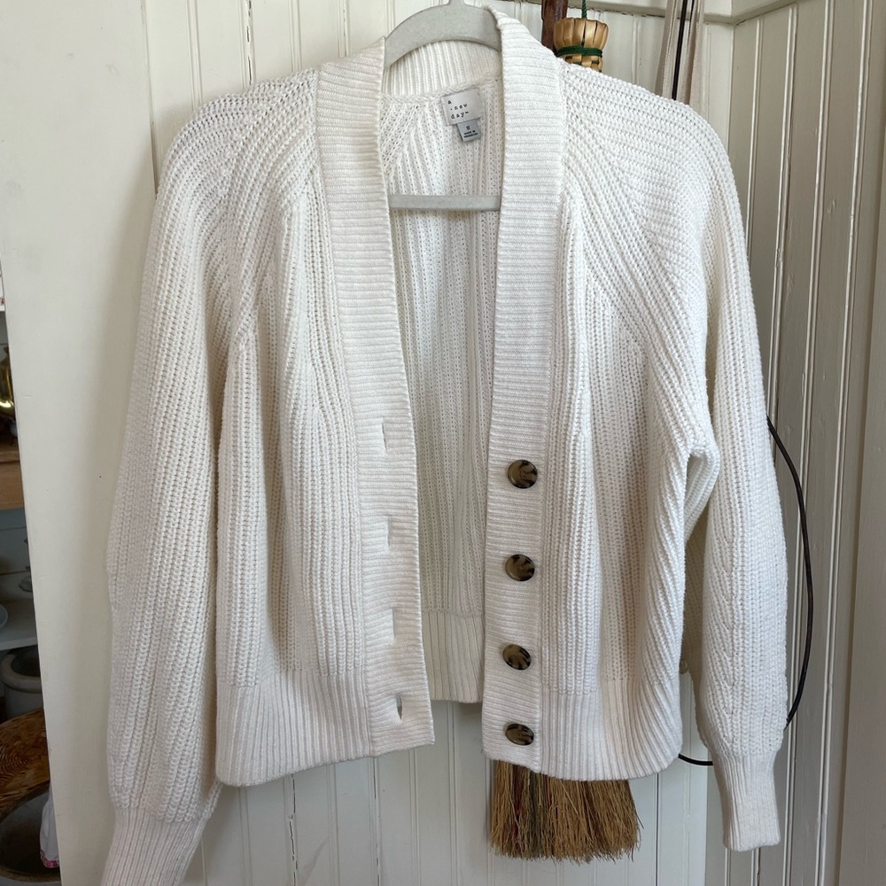 Women's White Button-Up Sweater